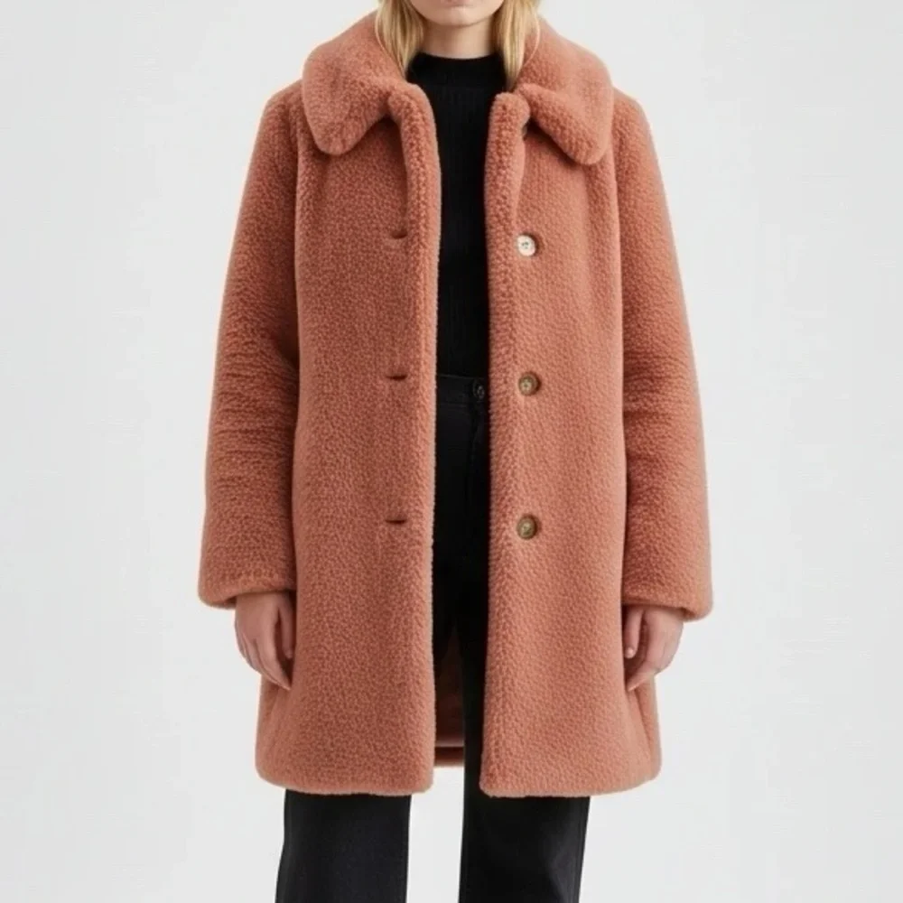 J. Crew Rose Pink Fur Teddy Coat